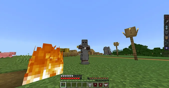 Игрок стреляет из огнемета