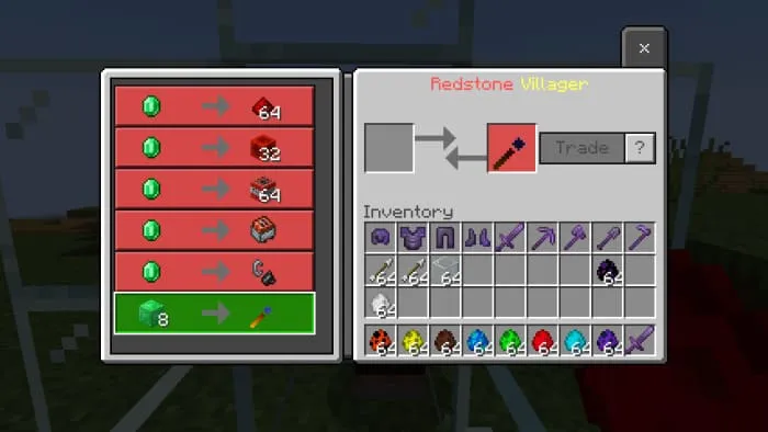 Торговля с редстоун жителем