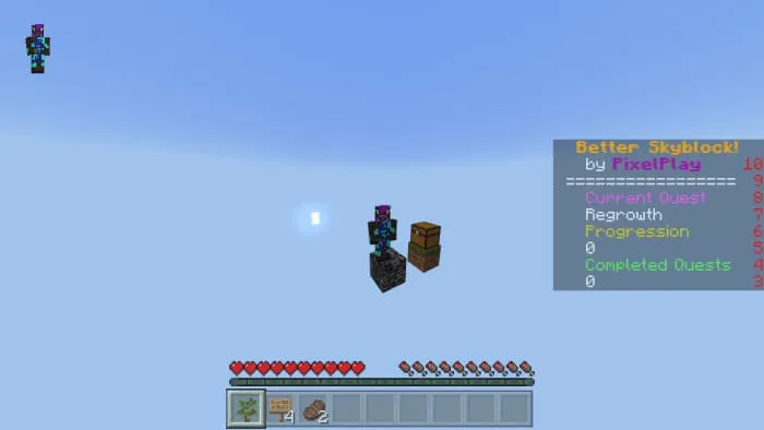 Игрок на блоке бедрока