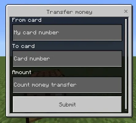 Меню перевода денег