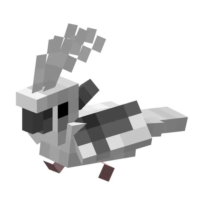 Белый попугай Корелла с темными крыльями