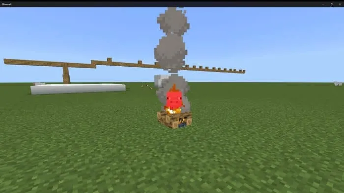 Свинья на костре в Minecraft