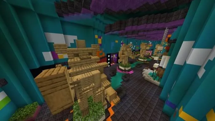 Локация с деревянными статуями