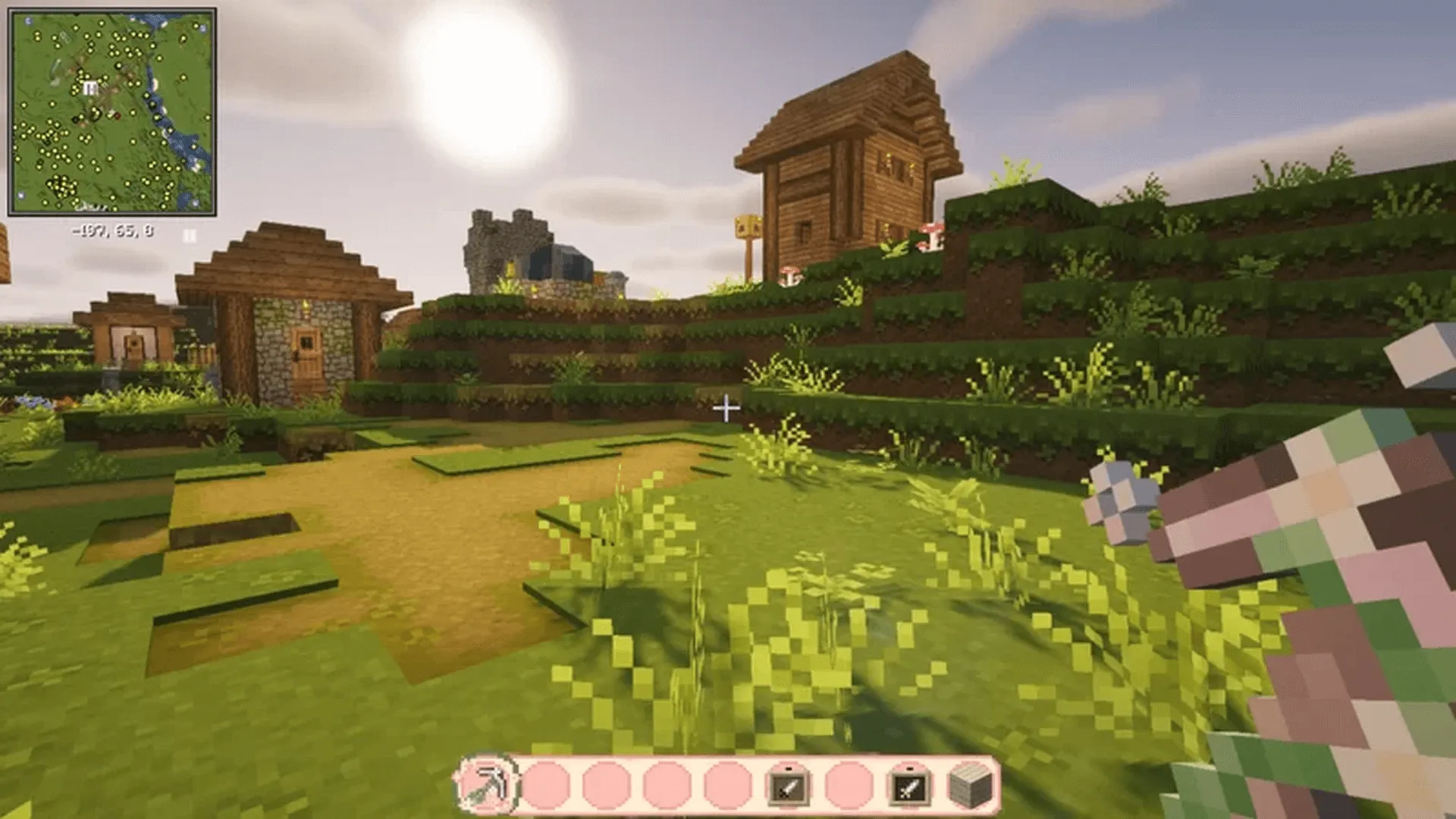 Кирка в руках игрока