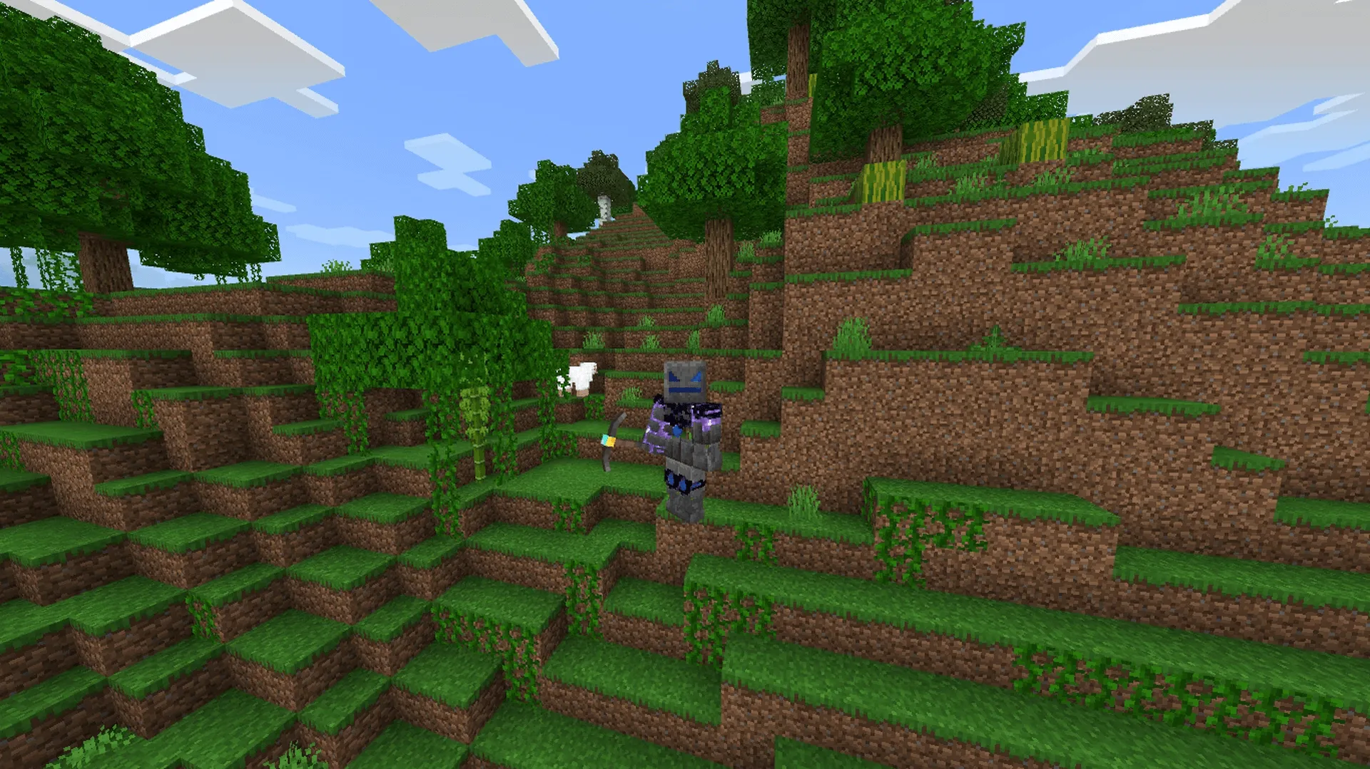 Игрок с незеритовой киркой