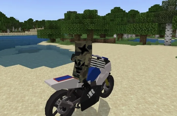 Игрок на мото вид от третьего лица