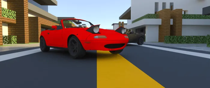 Красный автомобиль на дороге