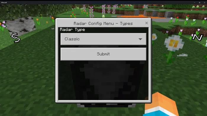 Меню радара