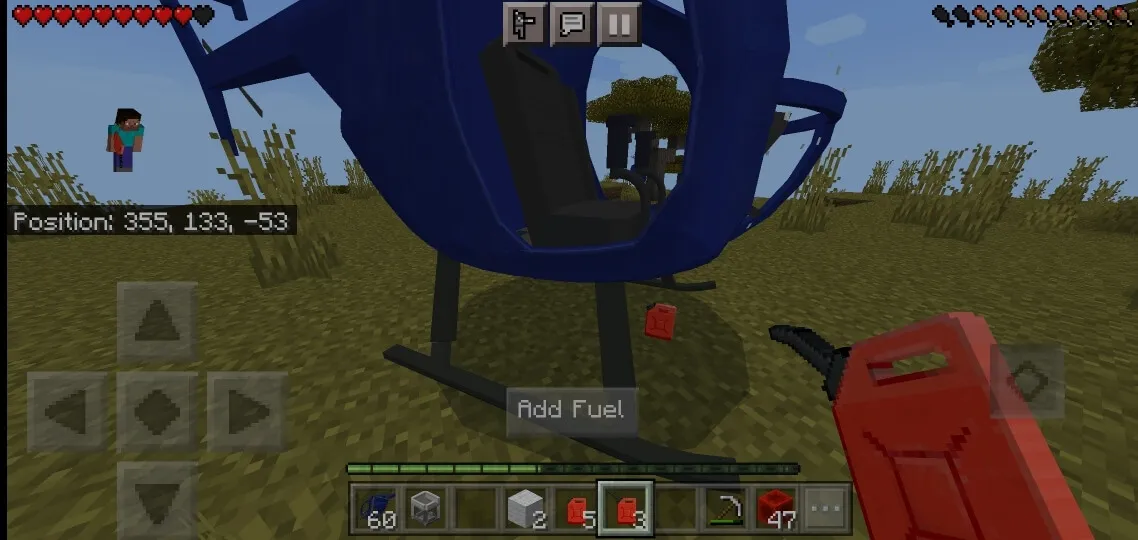 Игрок заправляет вертолет