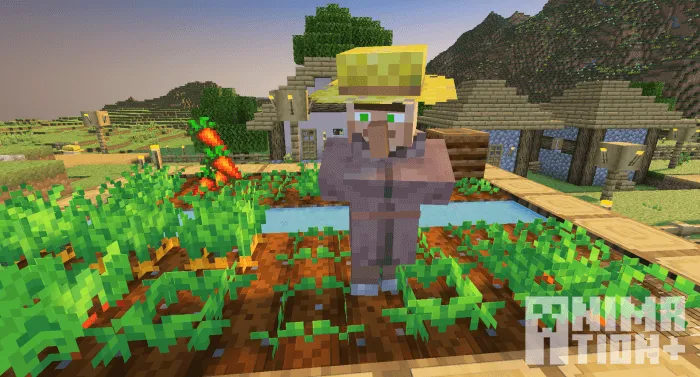 Деревеский житель анимация глаз