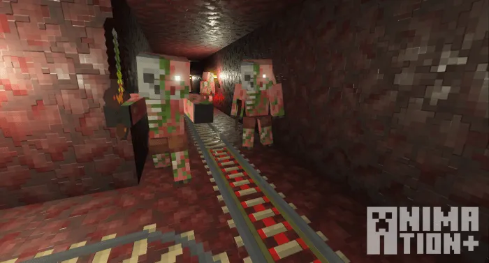 Пиглины атакуют игрока