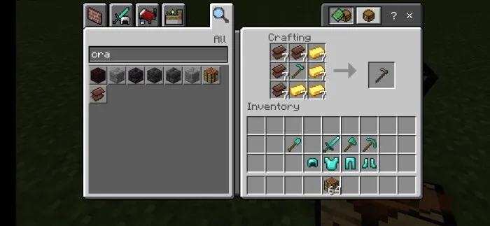 Крафт незеритовой мотыги