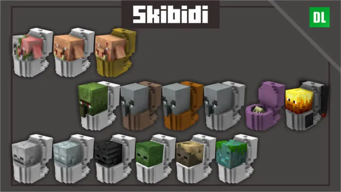 Майнкрафт мобы в виде Скибиди туалетов