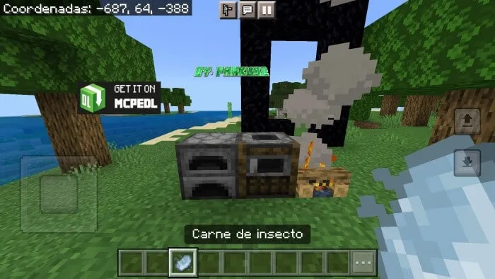 мясо насекомых в руках игрока