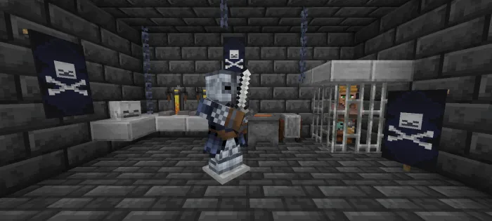 Игрок в стальной броне с узором черепа