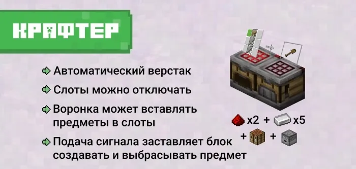 Описание блока Крафтер