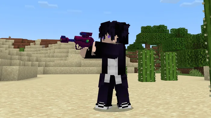 Игрок с бластером в руках