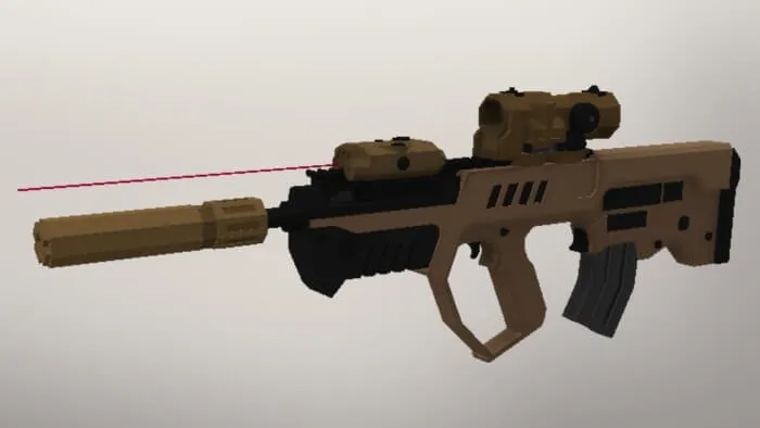 Автомат с глушителем и лазерным прицелом