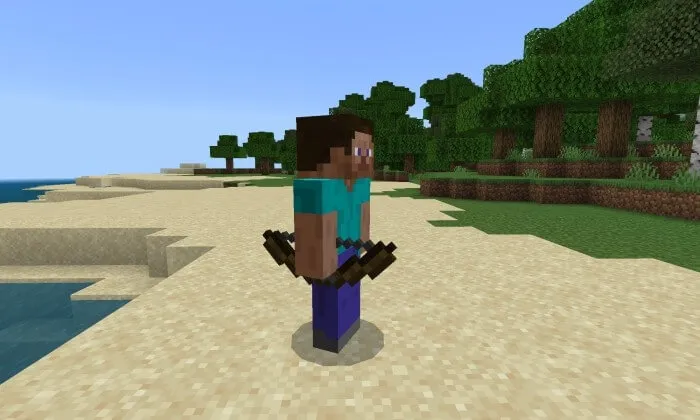 Житель на берегу с луком