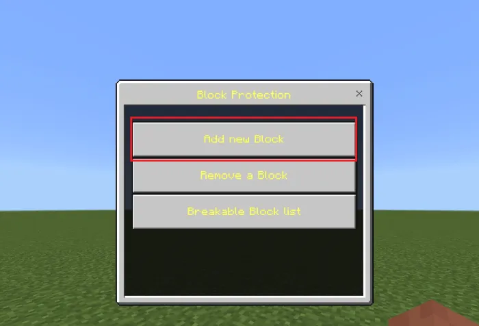 Добавление блока в список разрушаемых блоков