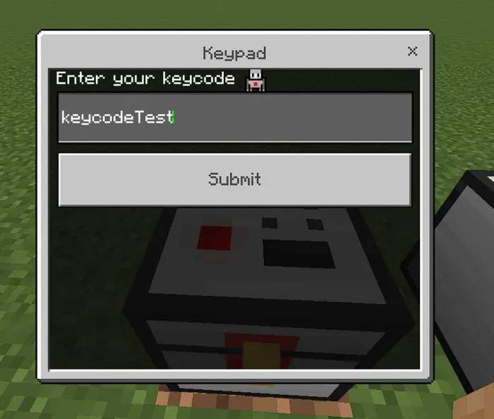 Ввод пароля для доступа к сундуку