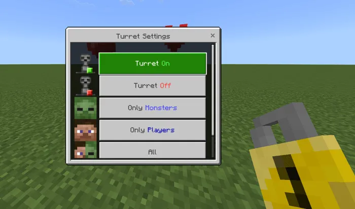 Интерфейс прирученной турели