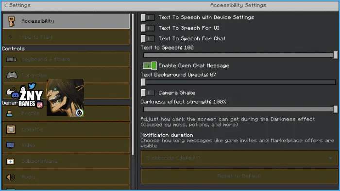 Интерфейс настроек игры