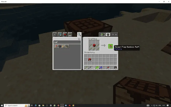 Крафт плота с красным флагом