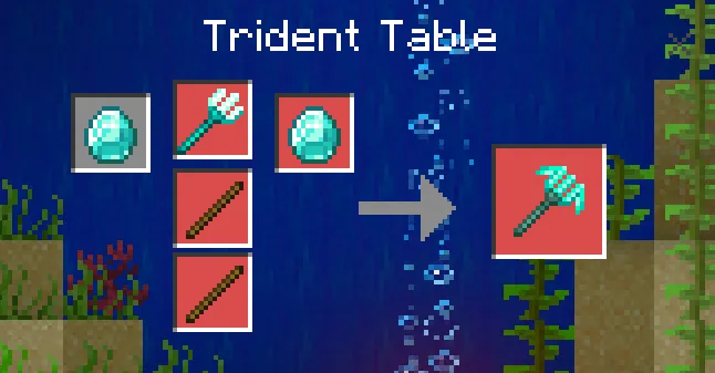 Крафт алмазной кирки из трезубца