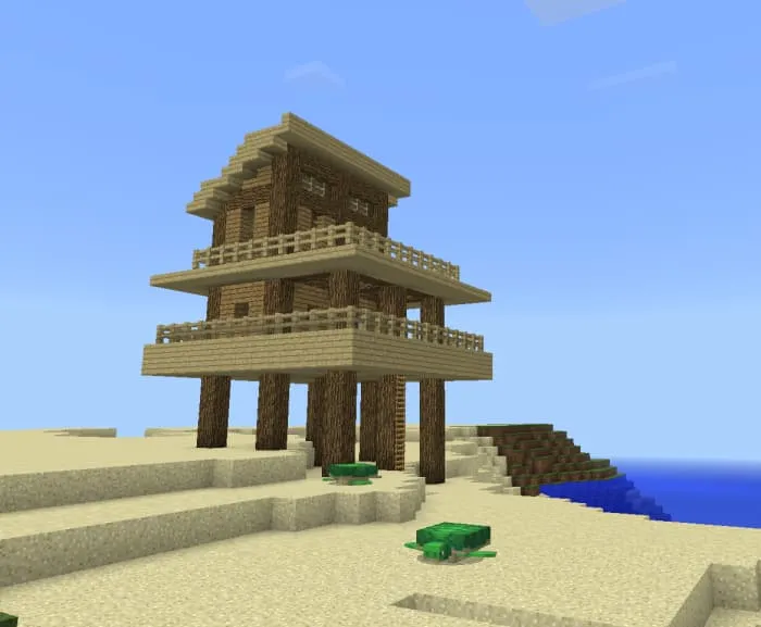 Домик на пляже и черепахи