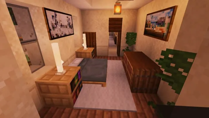 Вид спальни вечером