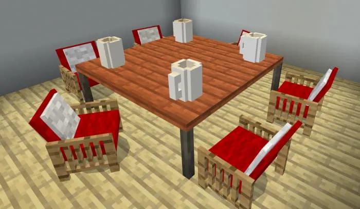 Стол, стулья и чашки