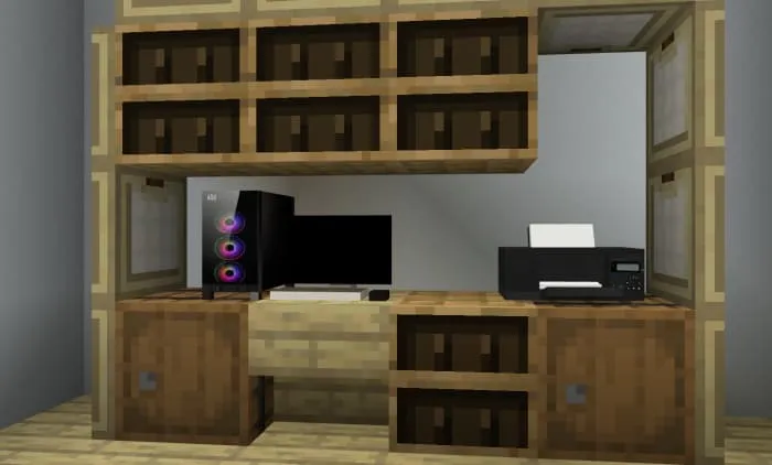 Стол с игровым ПК и принтером