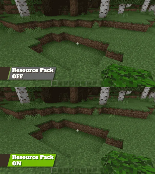 Сравнение выключенного и включенного пака