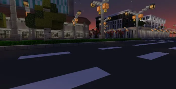 Автомобильная дорога и фонарные столбы