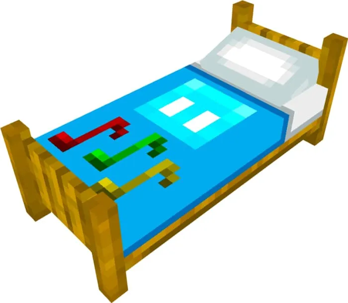 Светло-голубая кровать