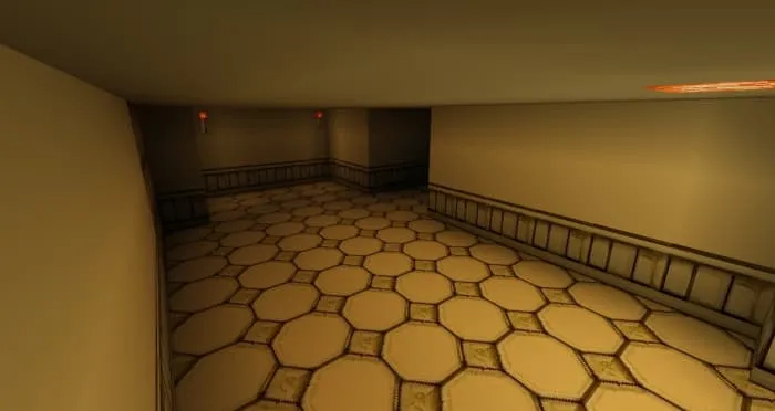 Коридор с тусклым освещением