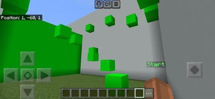 Уровень с паркуром из зеленых блоков