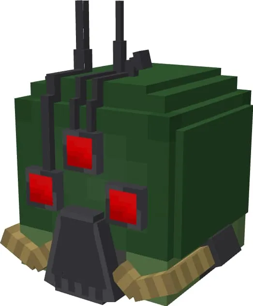 Зеленый шлем с красными глазами