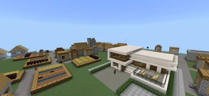 Современный дом посреди деревни