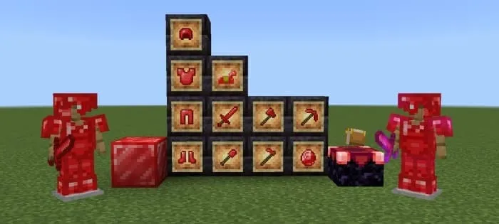 Красные алмазные предметы и блоки