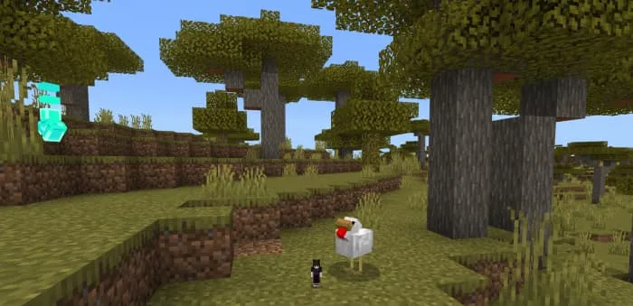 Маленький игрок рядом с курицей