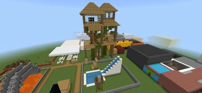 Домик на дереве и бассейн