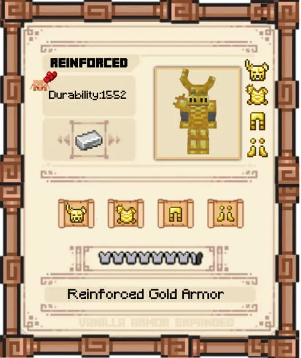 Характеристики золотой брони