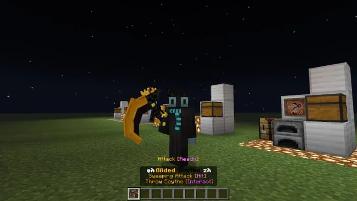 Позолоченная Коса из Черного Камня в руке