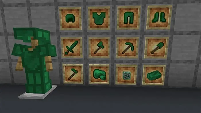 Изумрудная броня и инструменты в рамках