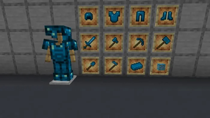 Броня и инструменты из танзанита в рамках