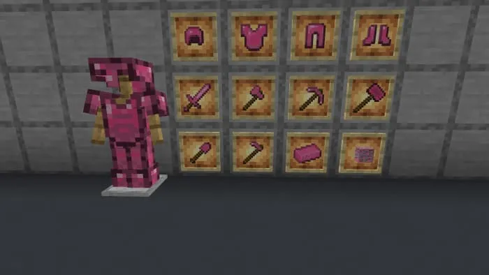 Броня и инструменты из розового топаза в рамках