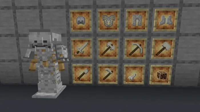 Скелетная броня и инструменты в рамках