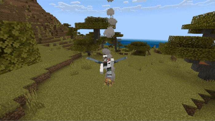 Игрок пролетает над костром